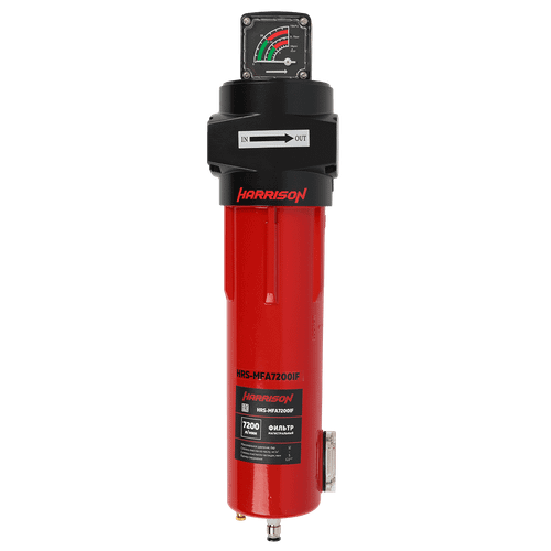 HRS-MFB7200IF Фильтр магистральный 1 мкм с дифференциальным манометром, 7200 л/мин, 12 бар, G 1 1/2", остаточное содержание масла: 0,6 мг/м3
