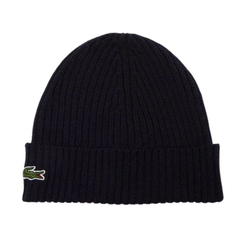 Шапка зимняя  Lacoste Unisex Ribbed Wool Beanie - navy blue