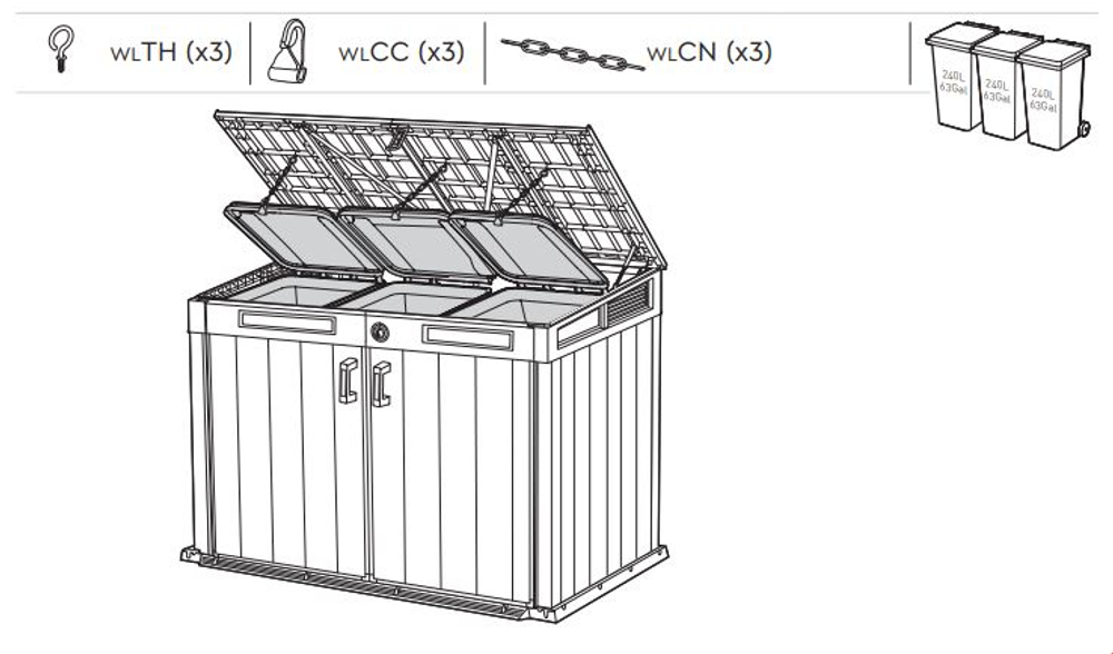 Уличный ящик пластиковый Keter Horizontal Narrow brown 2020 л