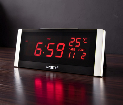 Часы VST-731W-1 C`/дата, красное свечение (USb питание)