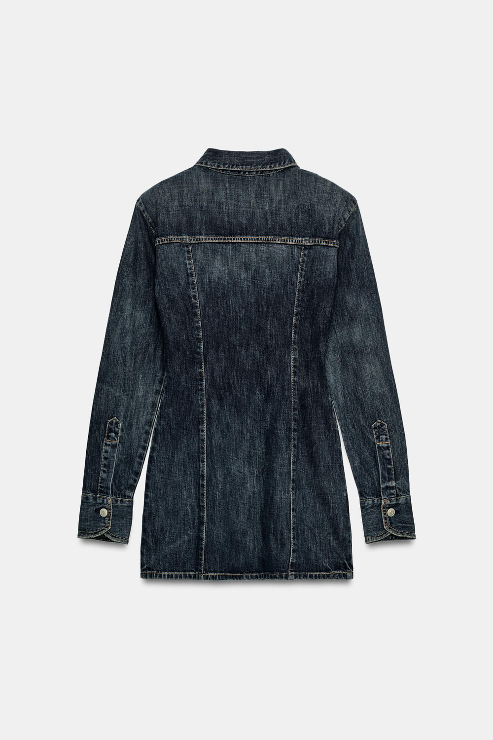 ДЖИНСОВОЕ МИНИ-ПЛАТЬЕ TRF С НАКЛАДКАМИ НА ПЛЕЧАХ — ZARA