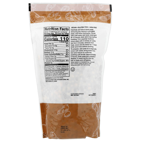 Vitacost, Black-Eyed Peas, 16 oz (453 g)