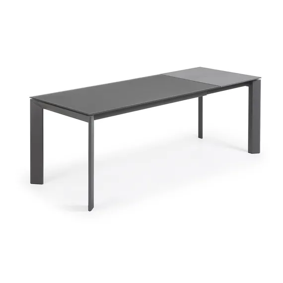 Раздвижной стол Axis 160-220x90 см, черное стекло, черный каркас