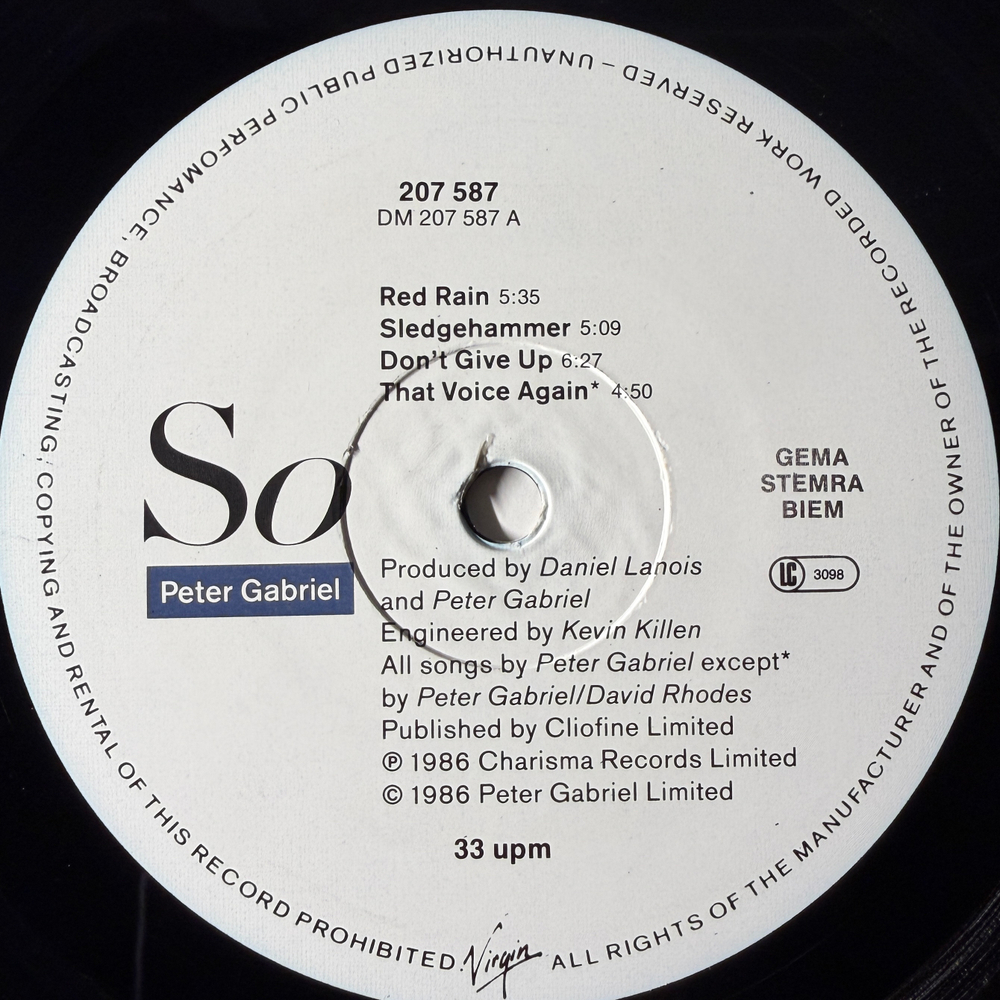 Peter Gabriel - So (Европа 1986г.)