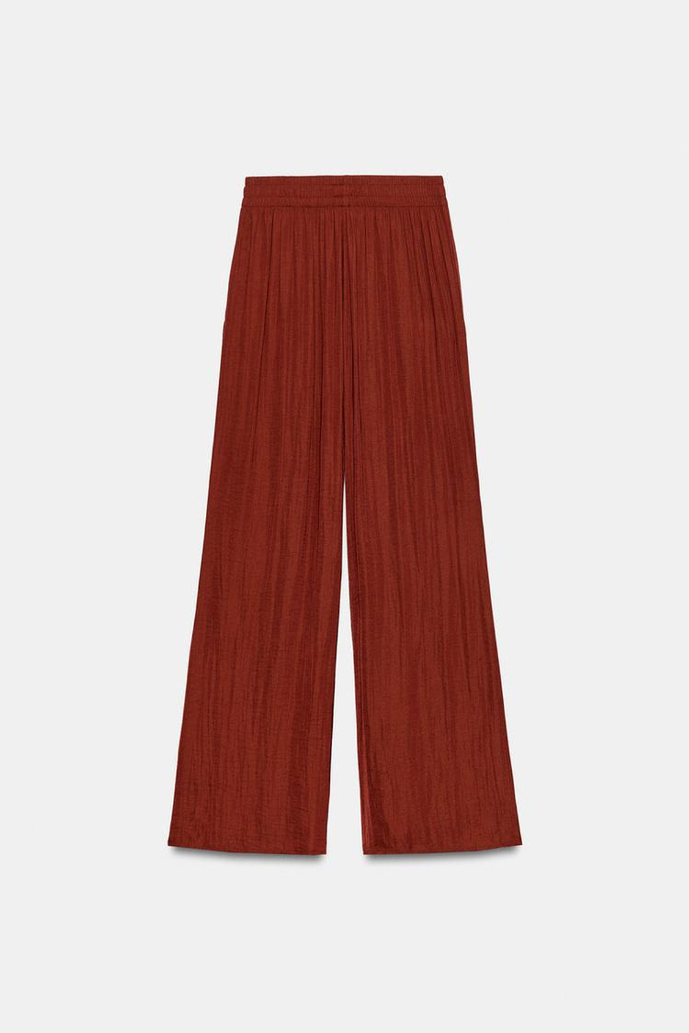 ZARA ШИРОКИЕ СТРУЯЩИЕСЯ БРЮКИ, ТЕРРАКОТОВЫЙ