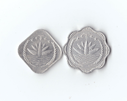 Бангладеш 2 шт. 5 пойш 1973-74 г. 10 пойша 1974 г. Лист. XF