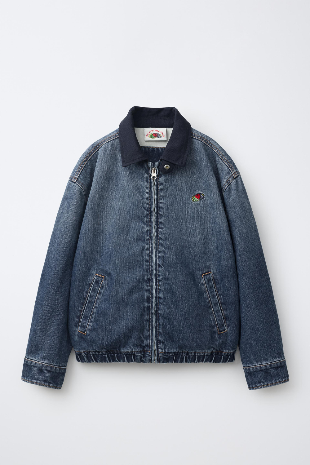 ZARA - FRUIT OF THE LOOM™ ДЖИНСОВАЯ КУРТКА С ВЫШИВКОЙ, СИНИЙ