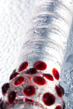 Фаллоимитатор Sexus Glass стеклянный с красными точками 21 см