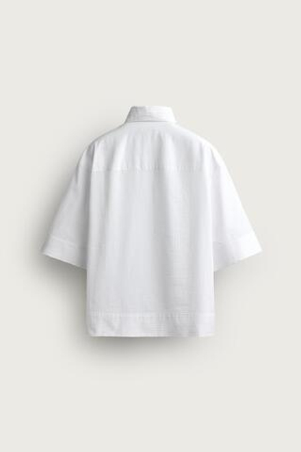 ZARА РУБАШКА BOXY FIT В ПОЛОСКУ, БЕЛЫЙ