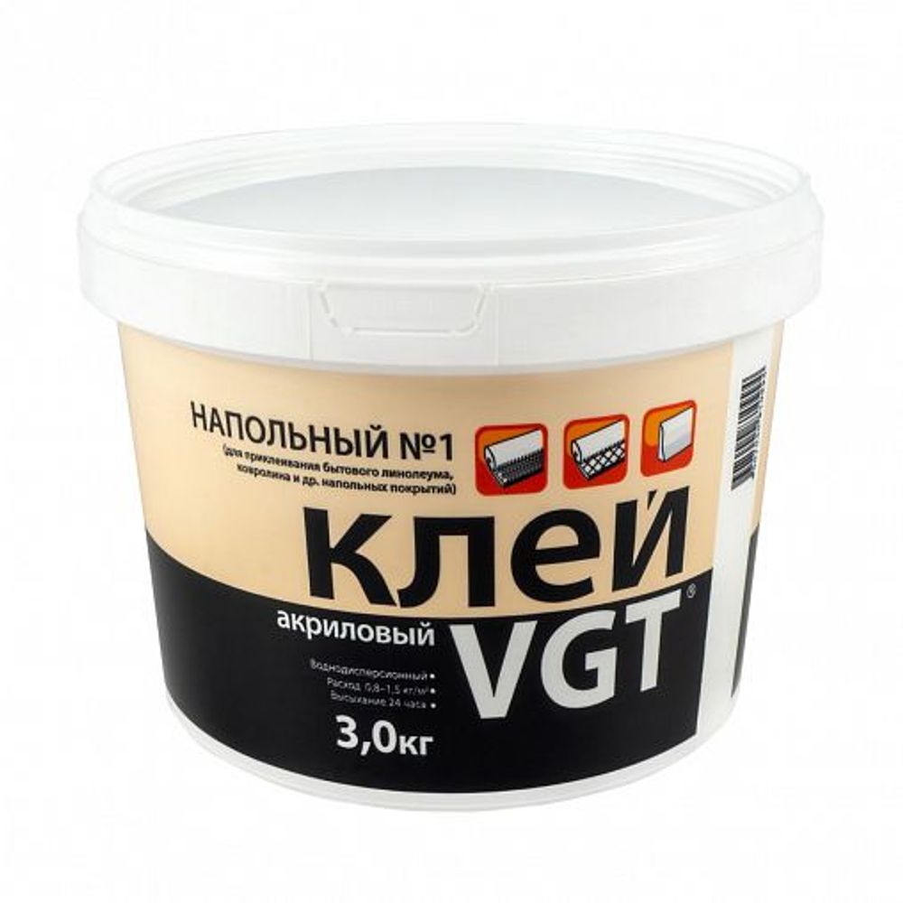 Клей акриловый напольный № 1 "Эконом" 3 кг ВГТ, 2821