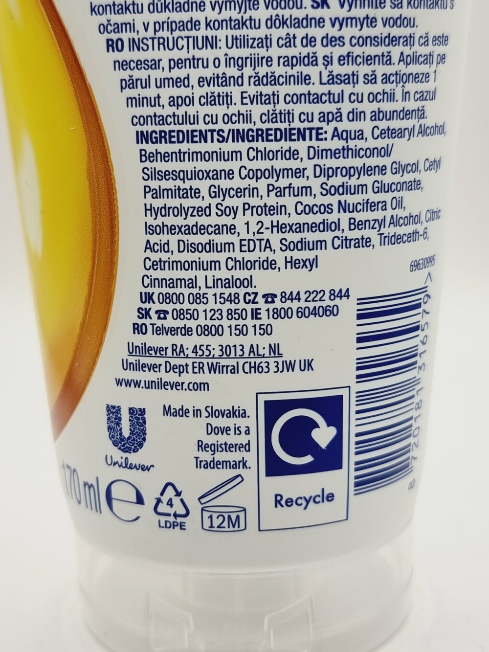 Кондиционер Dove  Intensive Treatment 1 минутный интенсивное лечение  170 мл (Словакия)