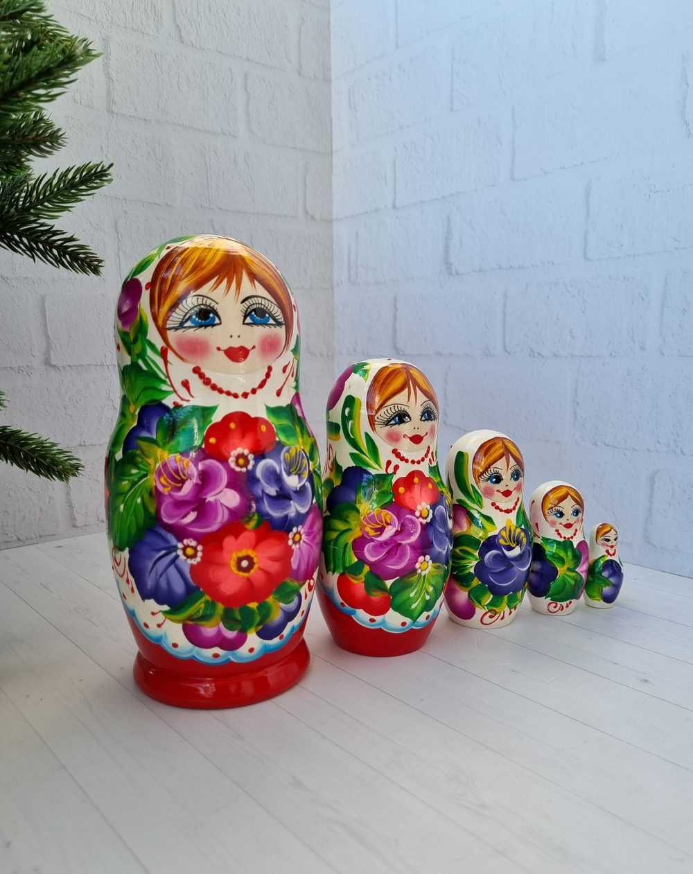 Матрешка 5мест 18см цветы