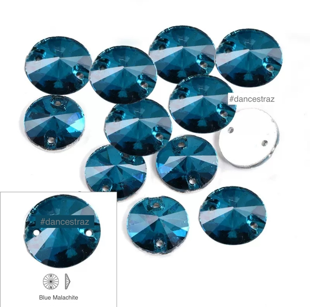 Стразы пришивные, Rivoli, Blue Malachite (A3), 14mm, (36 ea/pkg), (F2)