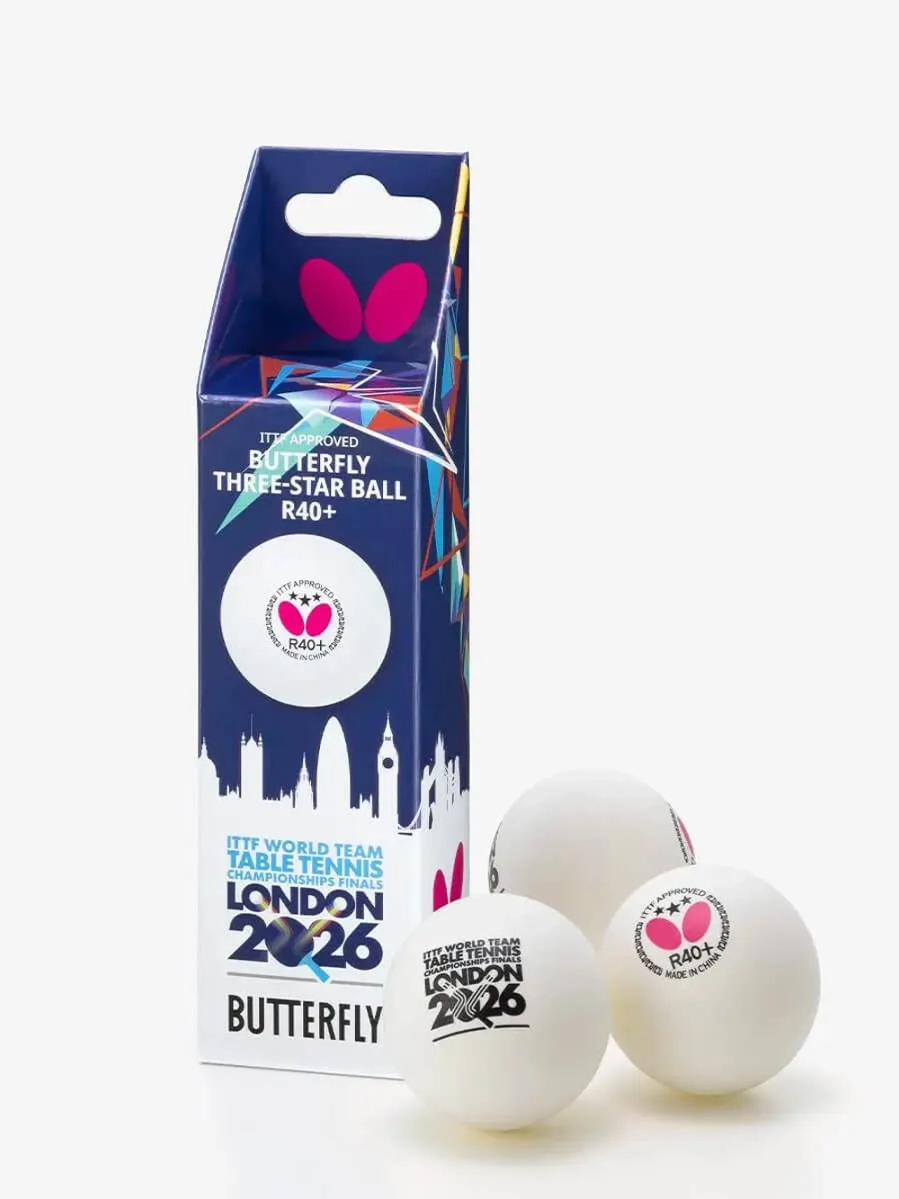 Мячи для настольного тенниса Butterfly 3*** R40+ Ball London WTTTC 2026
