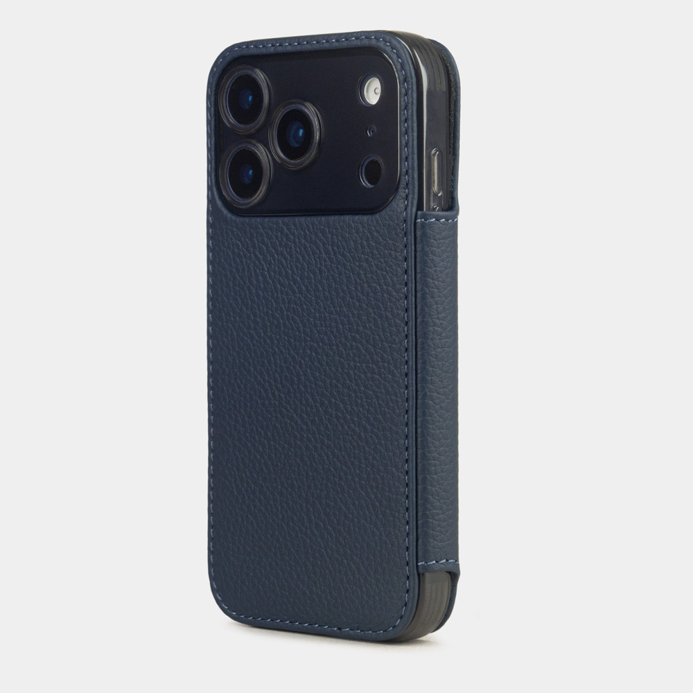 Чехол-книжка для iPhone 17 Pro Max - кожа телёнка, синий