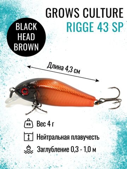 Воблер Минноу Rigge 43SP 43 мм 4 г цвет 33 Black Head Brown