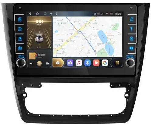 Магнитола для Skoda Yeti 2009-2018 (кондиционер) - Kuberg OL-1919 (кнопки и крутилки), Android 12, Быстрая, CarPlay, 4G SIM-слот