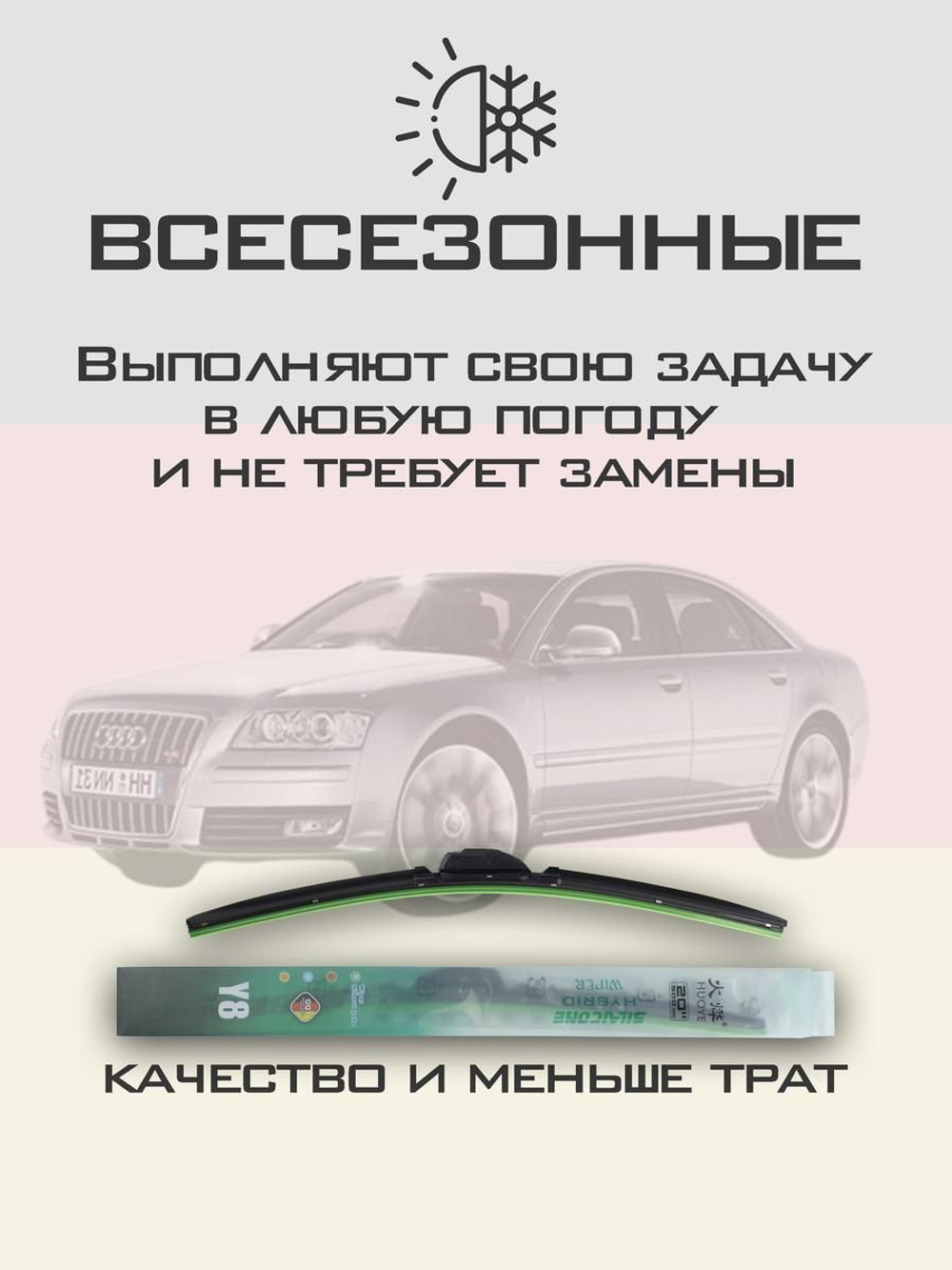 Щетки стеклоочистителя HUOYE Y8 600/600 мм на Audi S8 | Pin Lock