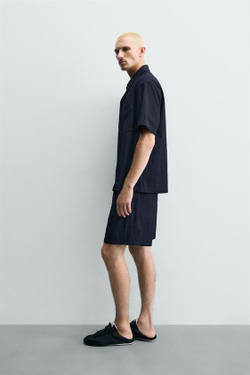 ZARA СТРУЯЩИЕСЯ ШОРТЫ RELAXED FIT, СИНИЙ