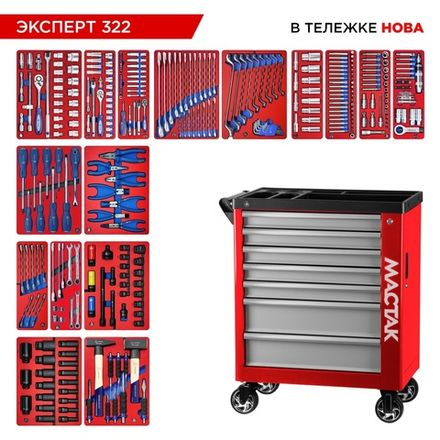 Цена на МАСТАК (50-07322R) Набор инструментов 323 предмета, "ЭКСПЕРТ 322", в красной тележке