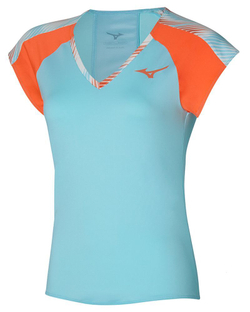 Женская теннисная футболка Mizuno Printed Tee - tanager turquoise