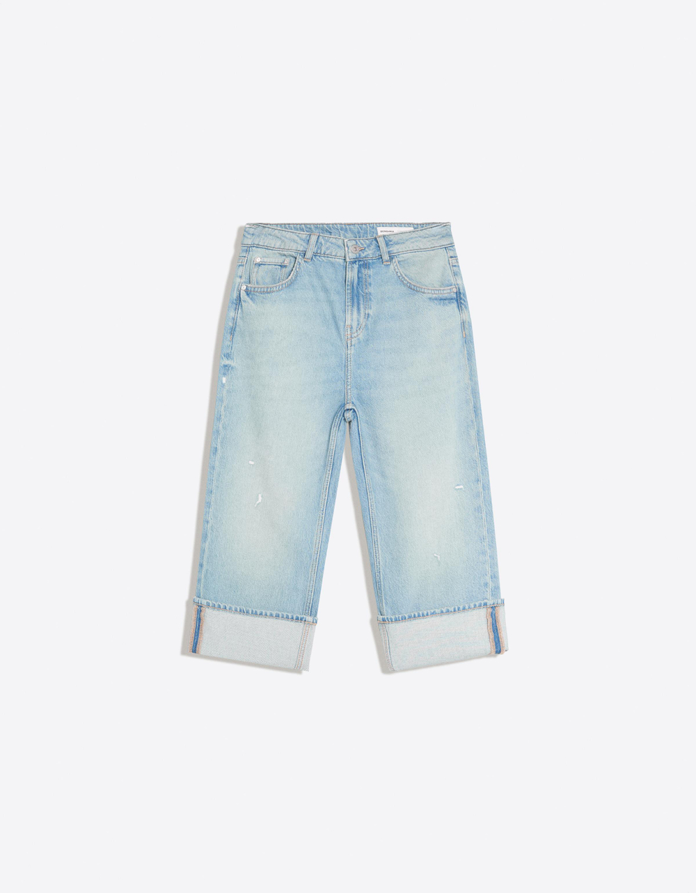 Женские джинсовые брюки капри с отворотами - BERSHKA