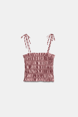 ZARA ТОП НА БРЕТЕЛЯХ СО СБОРКАМИ, ОТТЕНКИ РОЗОВОГО