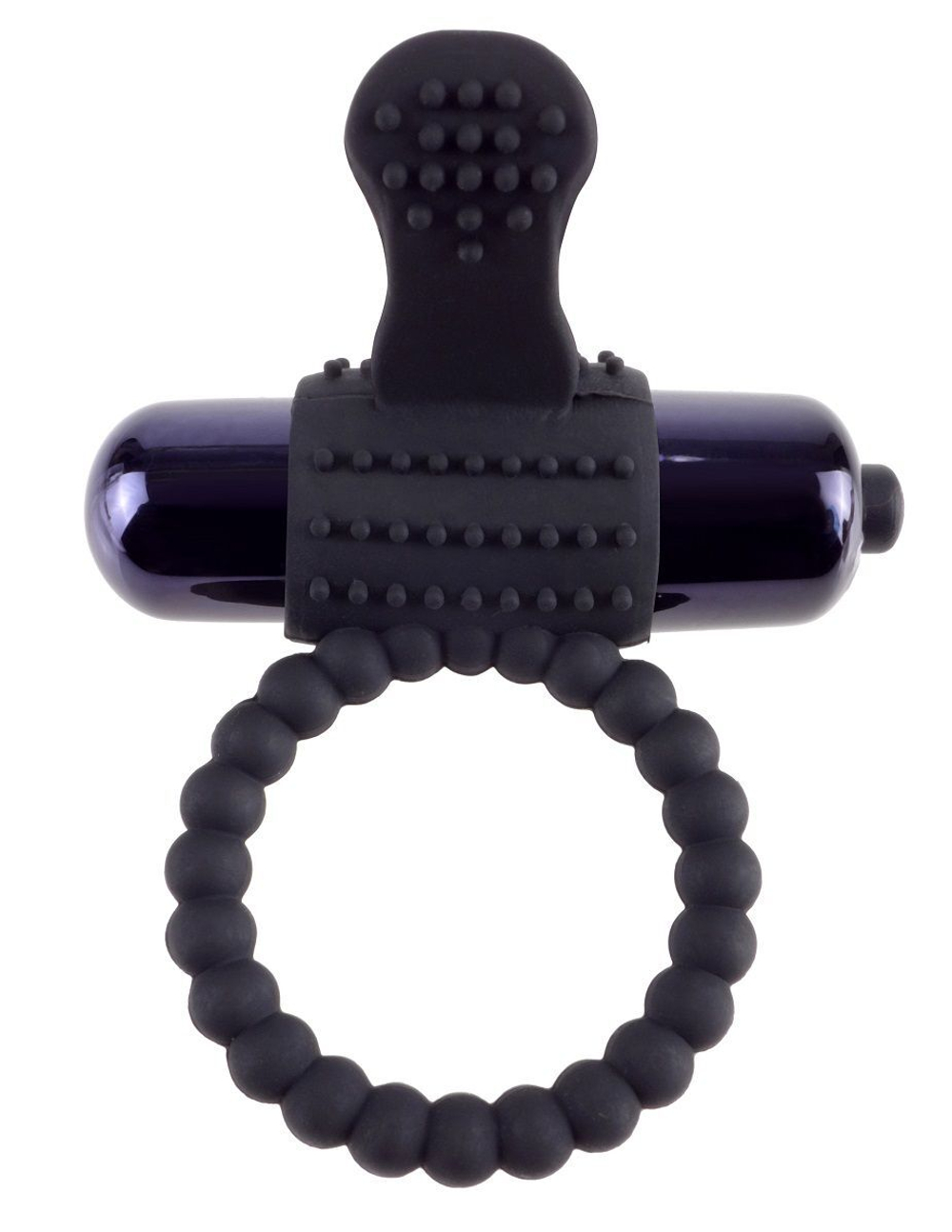 Черное эрекционное виброкольцо Vibrating Silicone Super Ring (Цвет: черный)