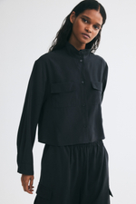 Рубашка из вискозной смеси с воротником-стойкой - H&M