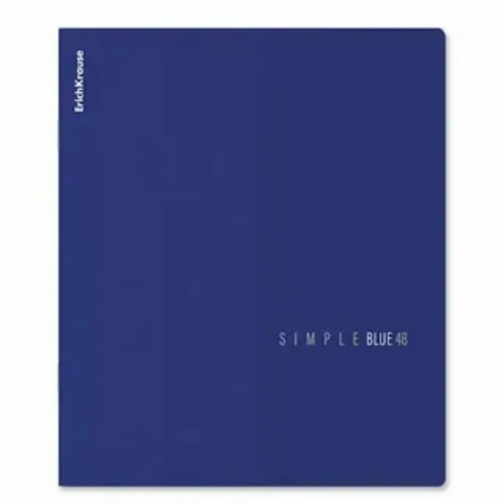Тетрадь общая ученическая ErichKrause Simple Color, синий, 48 листов, клетка, ламинация soft-touch+выборочный УФ-лак Арт-65237