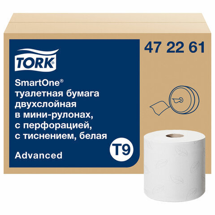 Бумага туалетная 130 м, TORK (Система T9) SmartOne, КОМПЛЕКТ 12 шт., Advanced, 2-слойная, белая.