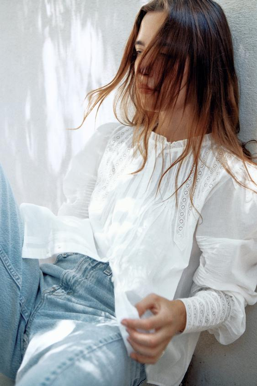 ZARA РОМАНТИЧНАЯ РУБАШКА ZW COLLECTION, БЕЛЫЙ