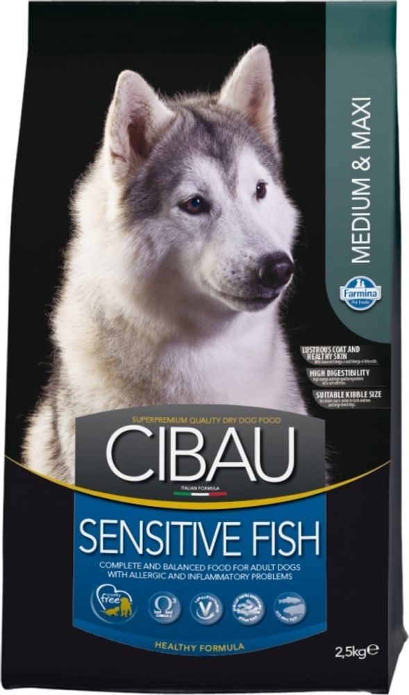 Сухой корм для собак Farmina Cibau Medium & Maxi Sensitive с чувствительным пищеварением, рыба и рис, 2,5 кг Сухой корм для собак Farmina Cibau Medium & Maxi Sensitive с чувствительным пищеварением, рыба и рис, 2,5 кг
