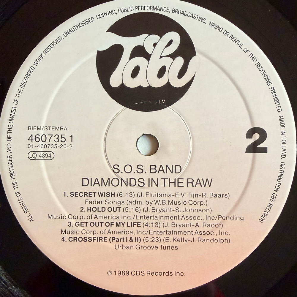 The S.O.S. Band – Diamonds In The Raw (Голландия 1989г.)