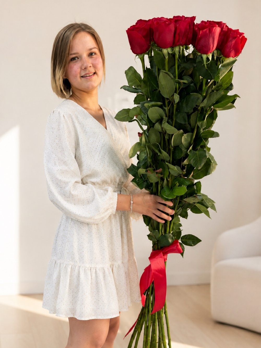Роза XXL 15 штук метровая роза 🌹100см