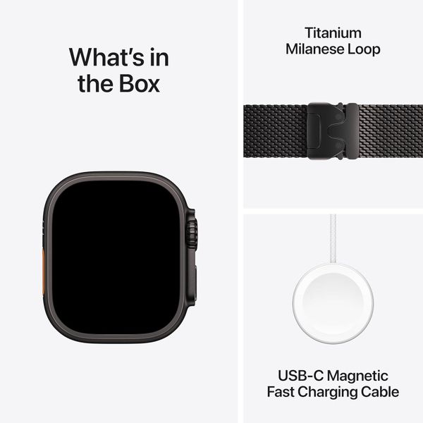 Умные часы Apple Watch Ultra 2 49 мм черный титан, миланский сетчатый браслет черного цвета (L)