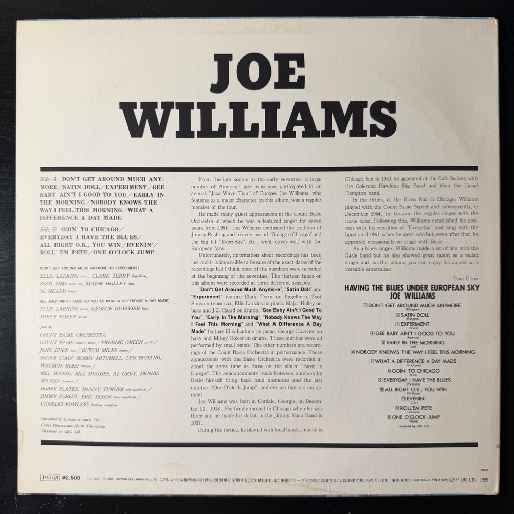 Joe Williams – Having The Blues Under European Sky (Япония 1985г.) Т