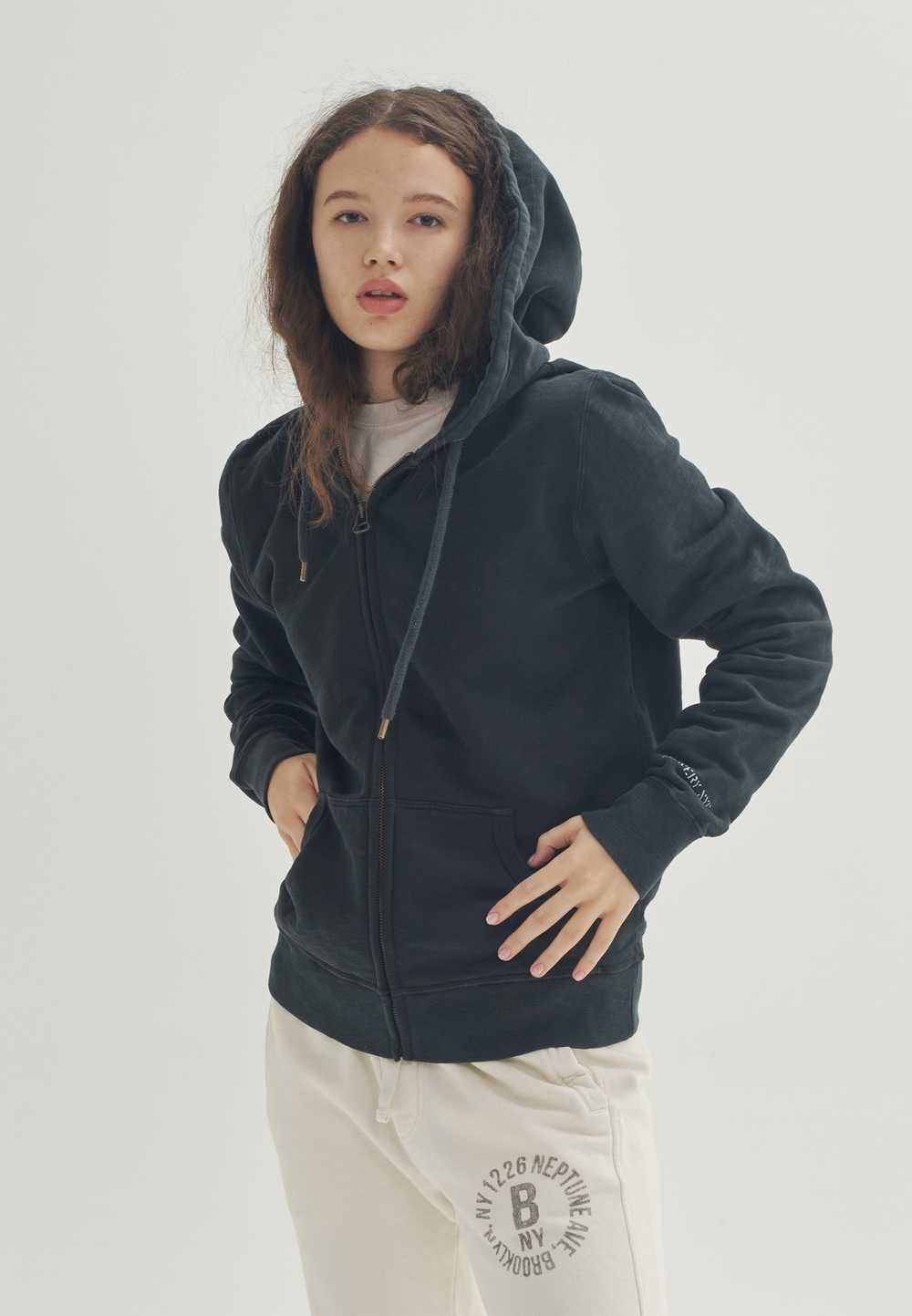Худи на молнии Bowery NYC Vintage Black