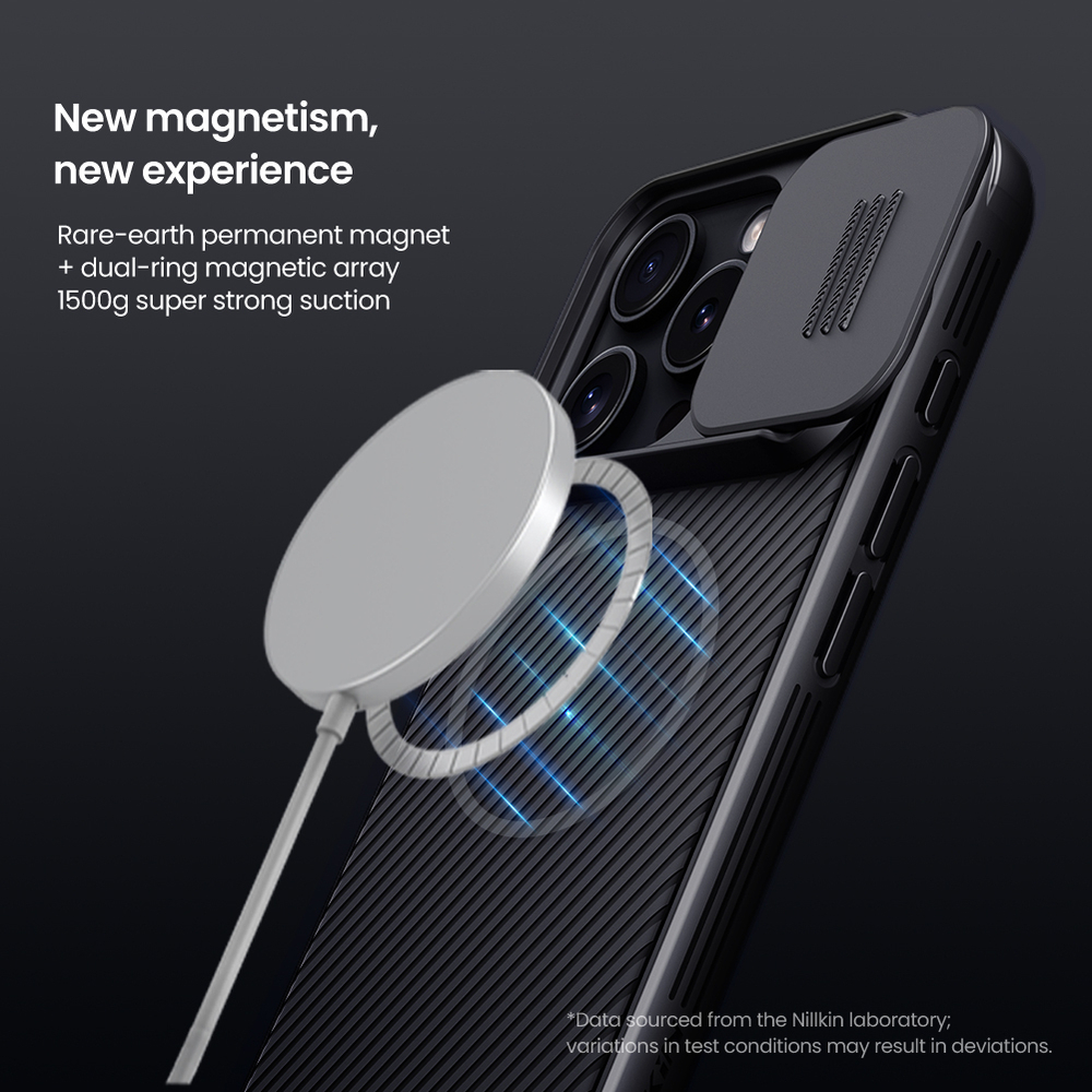 Чехол от Nillkin c поддержкой MagSafe для iPhone 16 Pro, с защитной шторкой камеры, серия CamShield Pro Magnetic