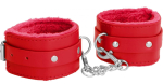 Красные наручники Plush Leather Hand Cuffs (Цвет: красный)
