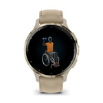 Часы Garmin Venu 3s "французский серый" с золотистым безелем и кожаным ремешком, 010-02785-55