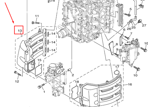 6P2-13641-00-00 MANIFOLD ASSY, INTAKE 1