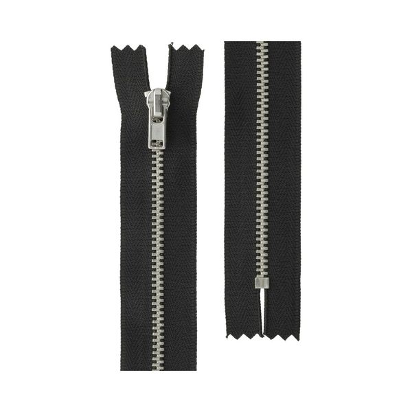 Молния металл Т3 (3 мм) 1 зам., н/раз., 20 см, никель, 002 черный, ZIP 3N Gamma, 10 шт