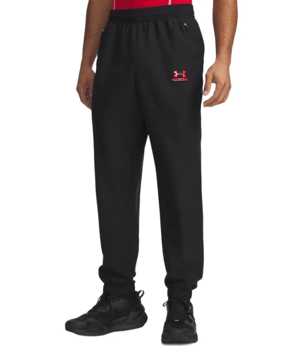 Мужские теннисные штаны Under Armour Tech Sport Pants - black/racer red