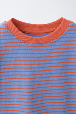 ZARA ФУТБОЛКА В ПОЛОСКУ, СТАЛЬНОЙ СИНИЙ
