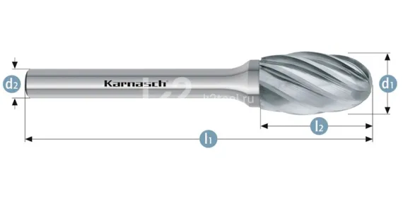 Борфреза твердосплавная Karnasch форма E, 3х6х3х38 мм, насечка HP-7 по алюминию, без покрытия, арт. 11.3045-010