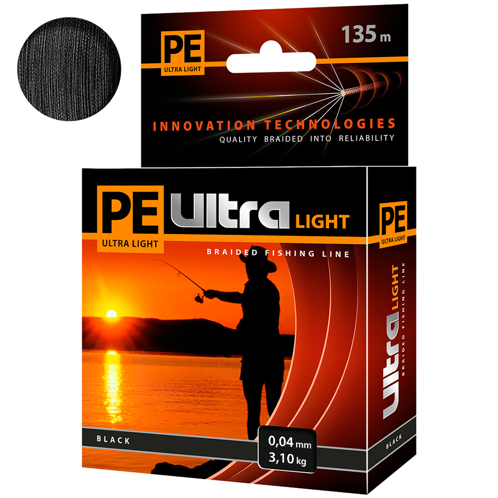 Плетеный шнур для рыбалки PE ULTRA LIGHT Black 0,04mm 135m