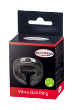 Черное эрекционное виброкольцо для пениса и мошонки Vibro Ball Ring (Цвет: черный)