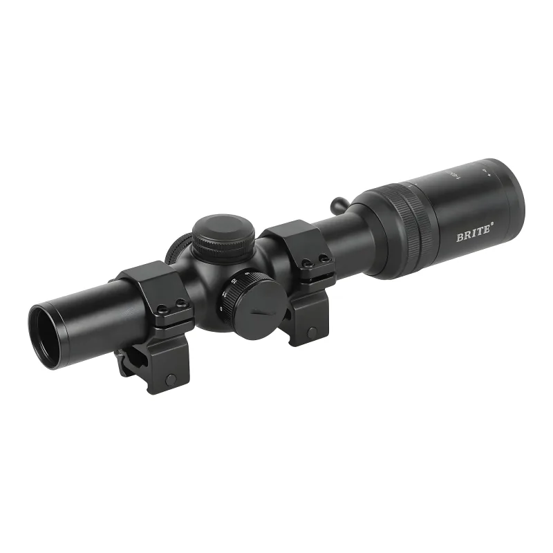 Прицел оптический BRITE LPVO 1-6X24 IR - с крепежными кольцами, вид спереди сбоку
