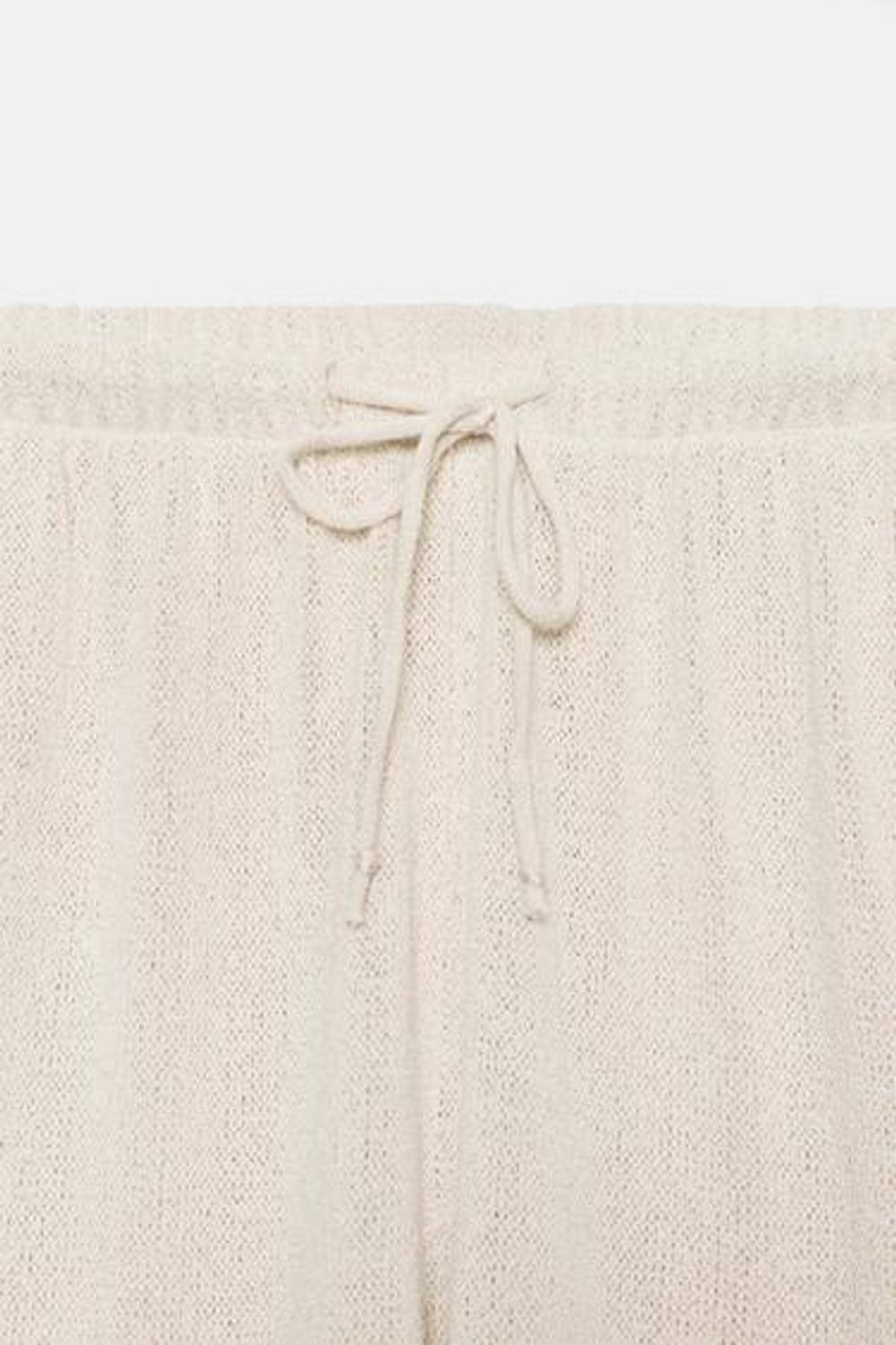 ZARA БРЮКИ WIDE LEG ИЗ ТКАНИ В ДЕРЕВЕНСКОМ СТИЛЕ, СВЕТЛО-БЕЖЕВЫЙ